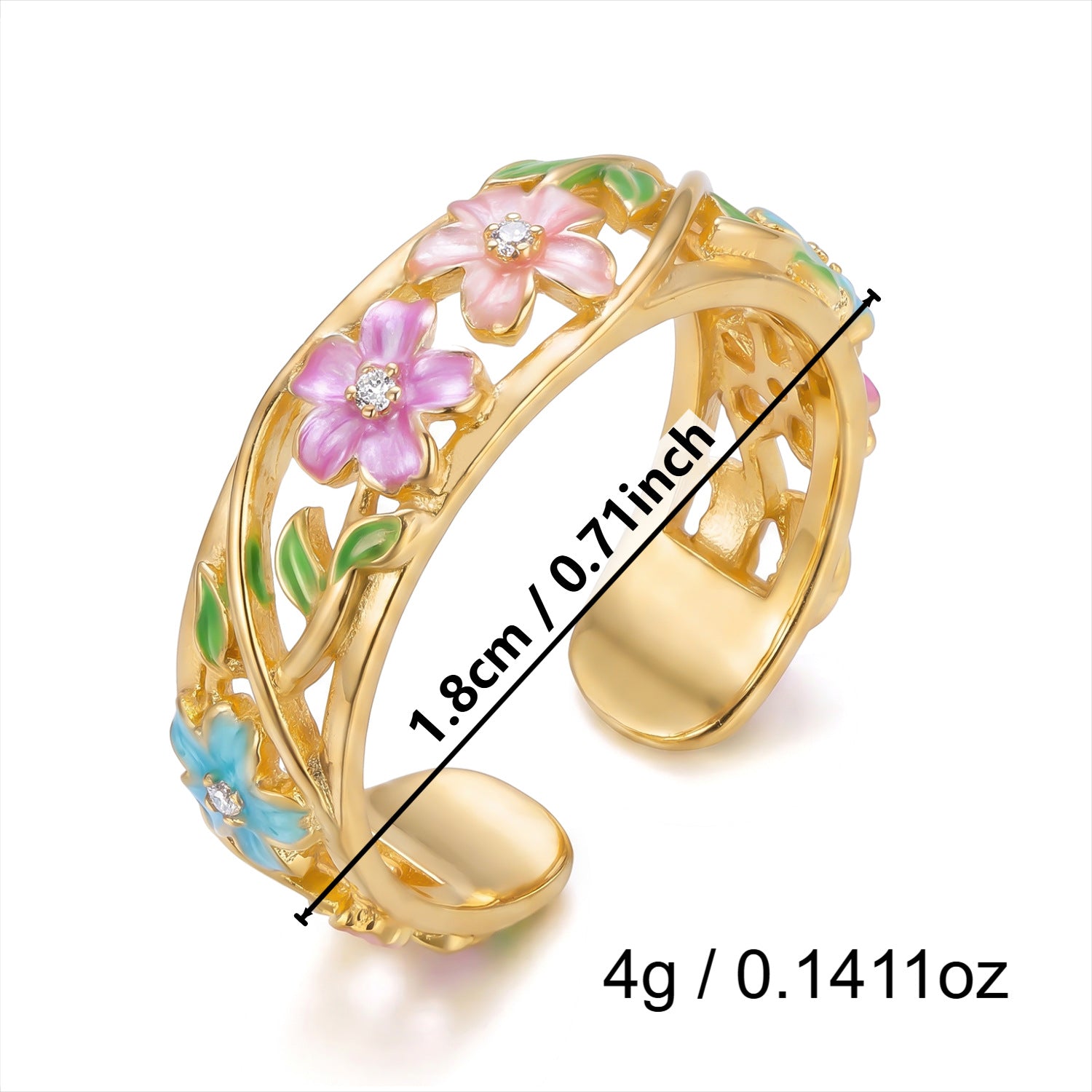 Wholesale Retro Enamel Flower Open Bangle For Women Hollow Out Copper Jewelry Accessory Boutique Resale Party Gift