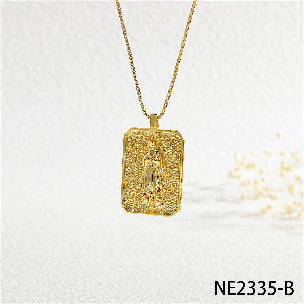 Wholesale Religious Cross Square Pendant Necklace Trendy Fashion Accessory for Party Gift Boutique Resale