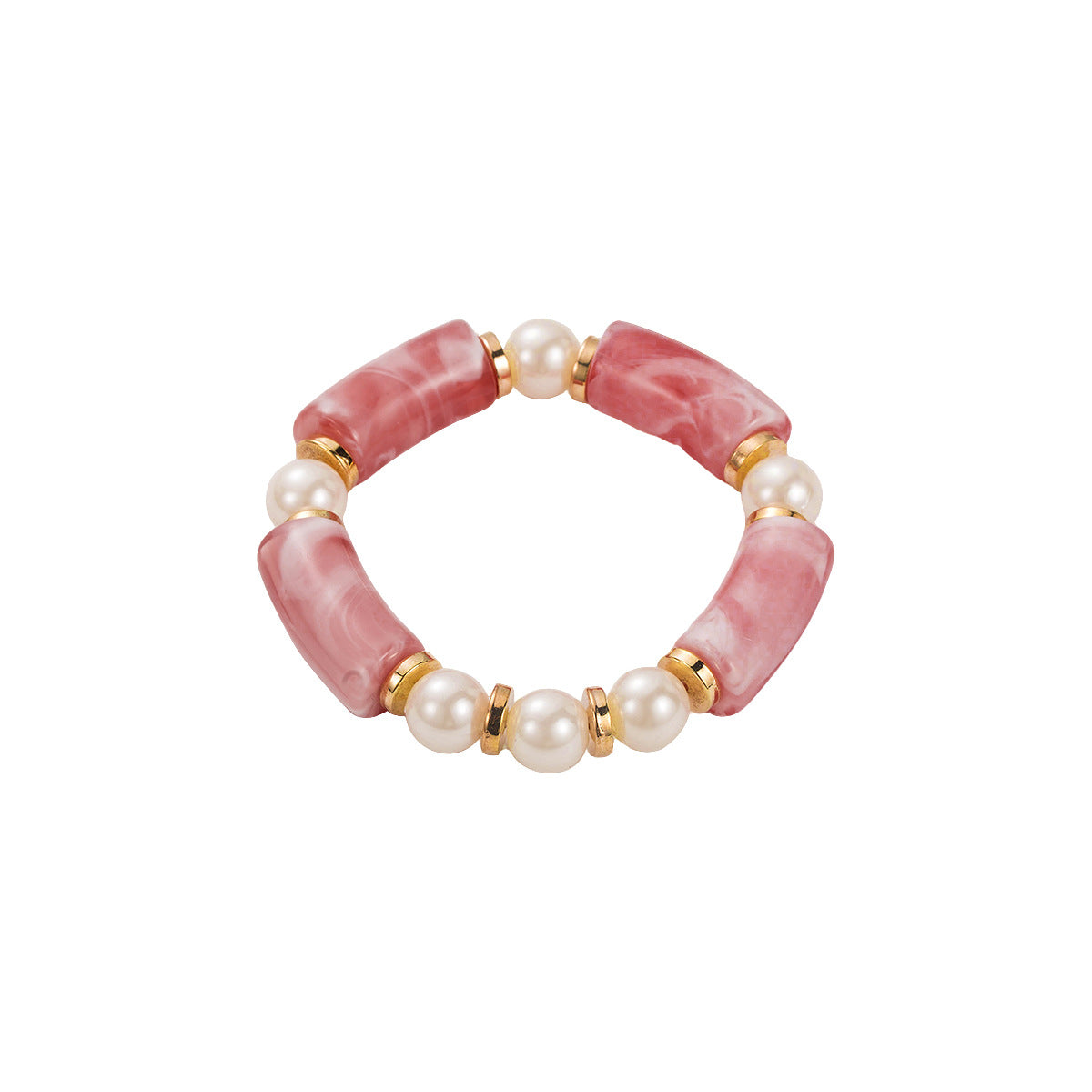 Wholesale  Colorful Resin Elastic Bracelet for Women Smudged Resin Retro Imitation Pearl Bracelet Jewelry