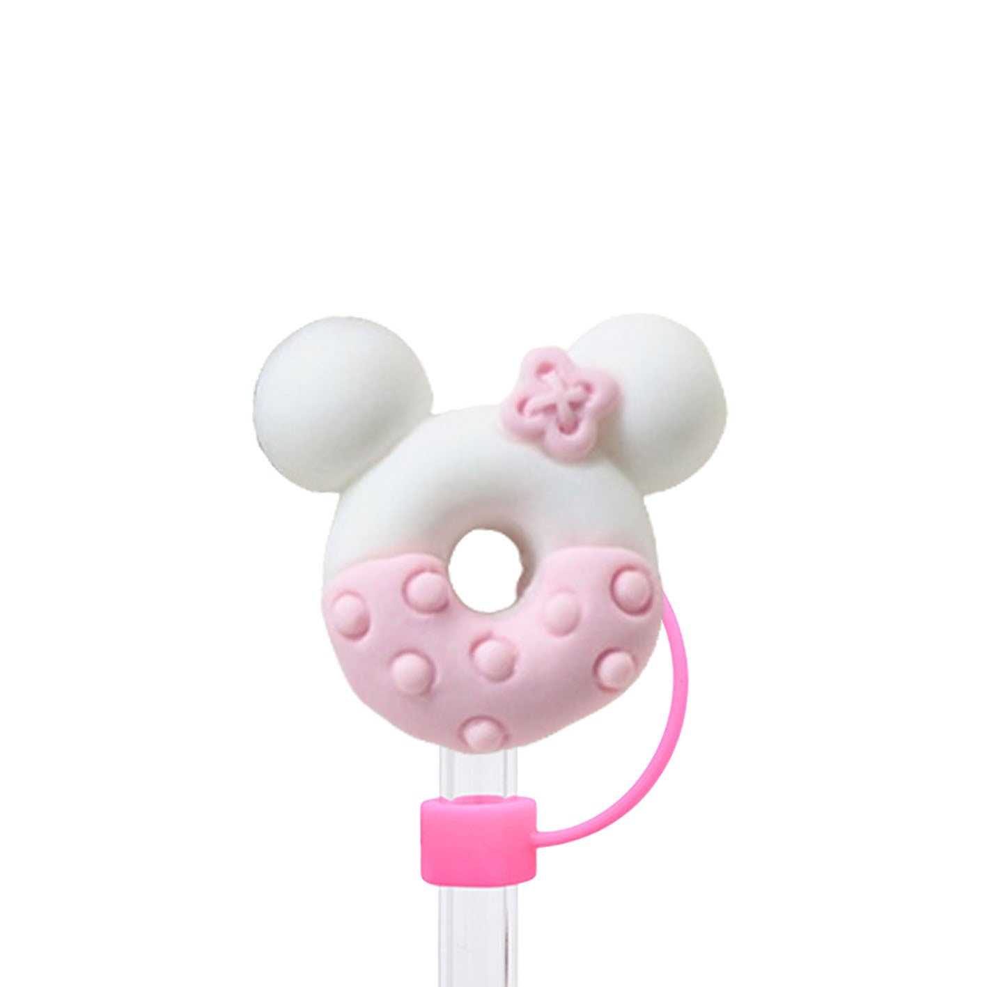 Wholesale 10mm Pink and White Hot Dog Lollipop PVC Soft Straw Tube Cap