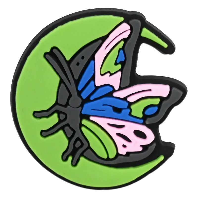 Wholesale   Random 100pcs Colorfulful Moth Series PVC Soft Rubber Shoe Buckle Decoration