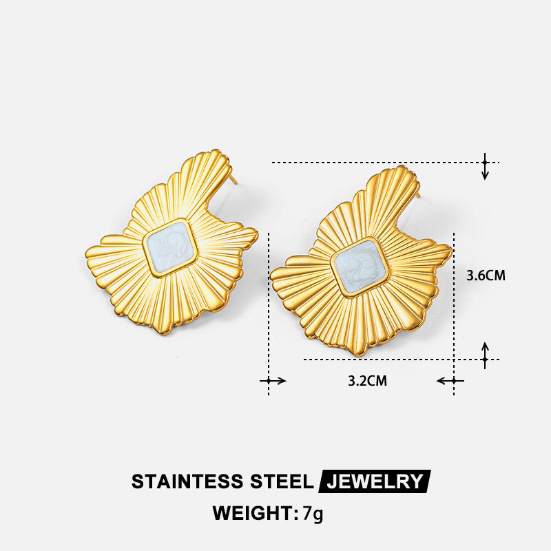 Wholesale Ocean Conch Rhinestone Pearl Earrings Stainless Steel Statement Ear Studs Fashion Accessory