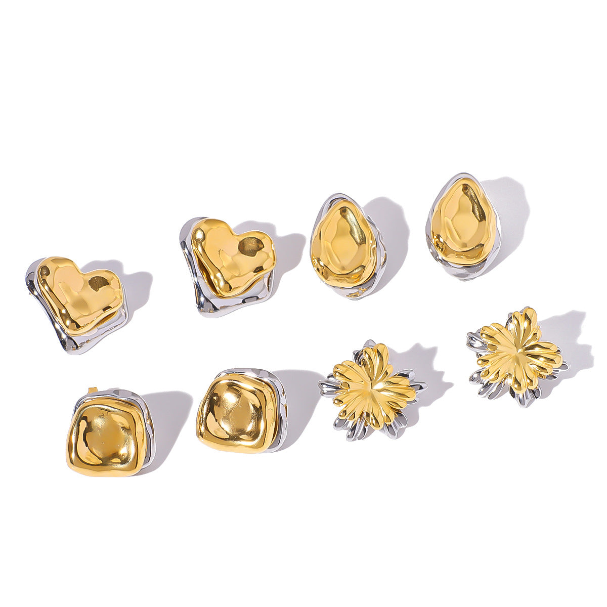 Großhandel leichte Luxus goldene Blume Dual-Use Edelstahlohrringe