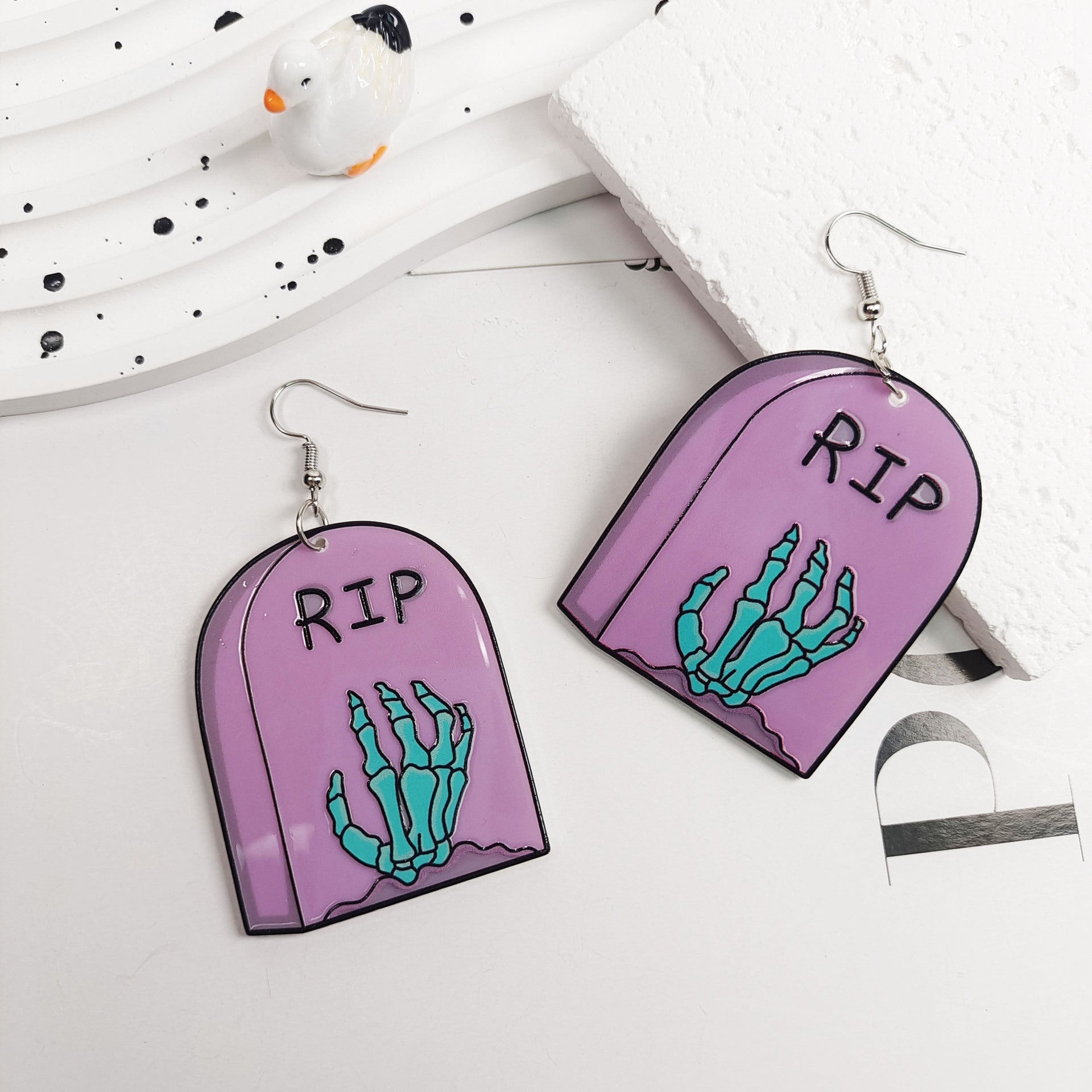 Wholesale Halloween Dark Skull Purple Earrings Acrylic Earrings ACC-ES-Jiay005