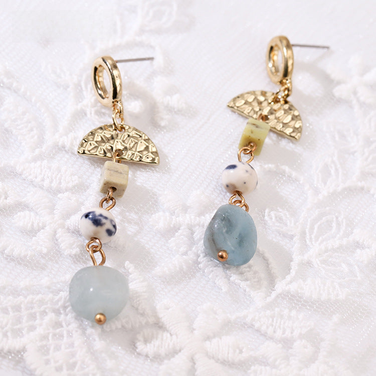 Wholesale handmade  geometric stone pendant ethnic style earrings