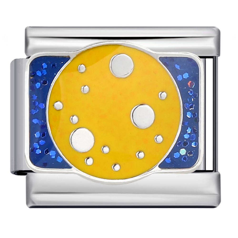 Wholesale Space Planet Italian Module  Stainless Steel Welding Oil Dropping Pattern DIY Charms