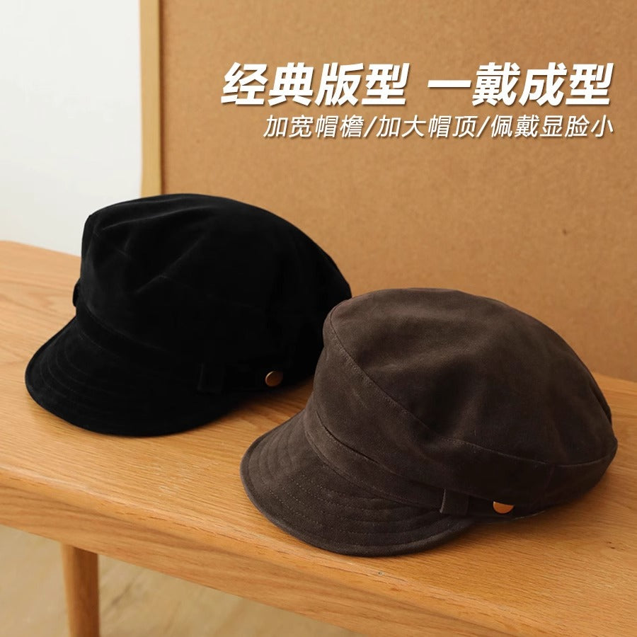 Wholesale retro British style flat top navy hat octagonal hat