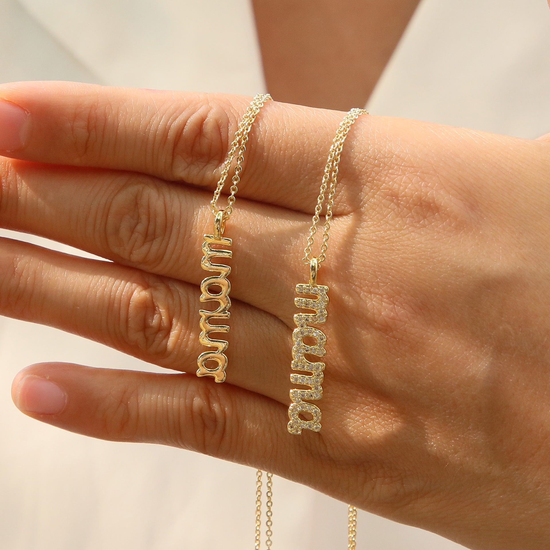 Wholesale Niche Design Brass Mother' s Day Mom mama/ mom Element Pendant Women' s Clavicle Chain Necklace