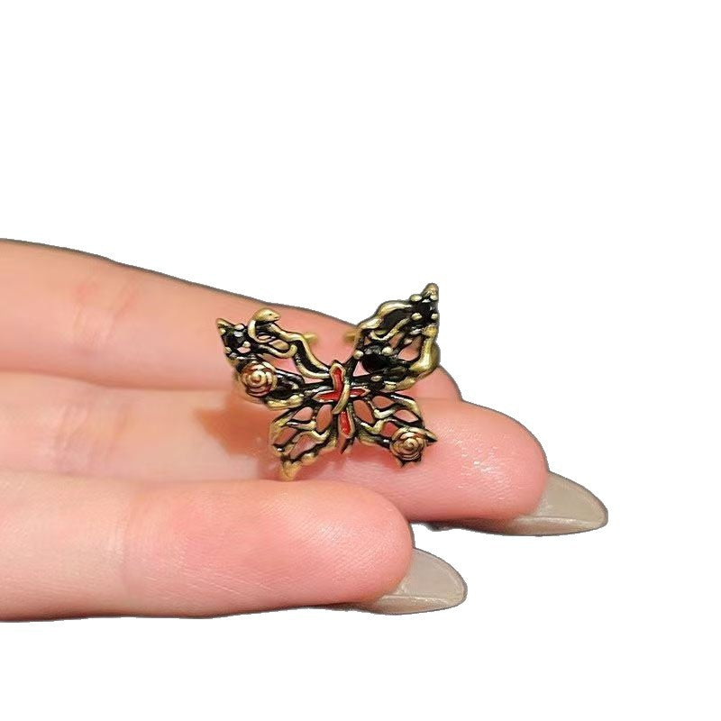 Wholesale Alloy Butterfly Sunflower Open Ring Retro Dark Style Women S Fashion Jewelry