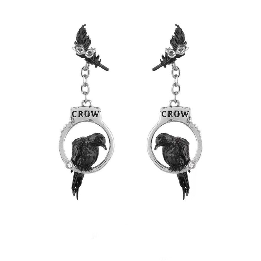 Wholesale Creative and Personalized Crow Handcuffs Diamond Earrings