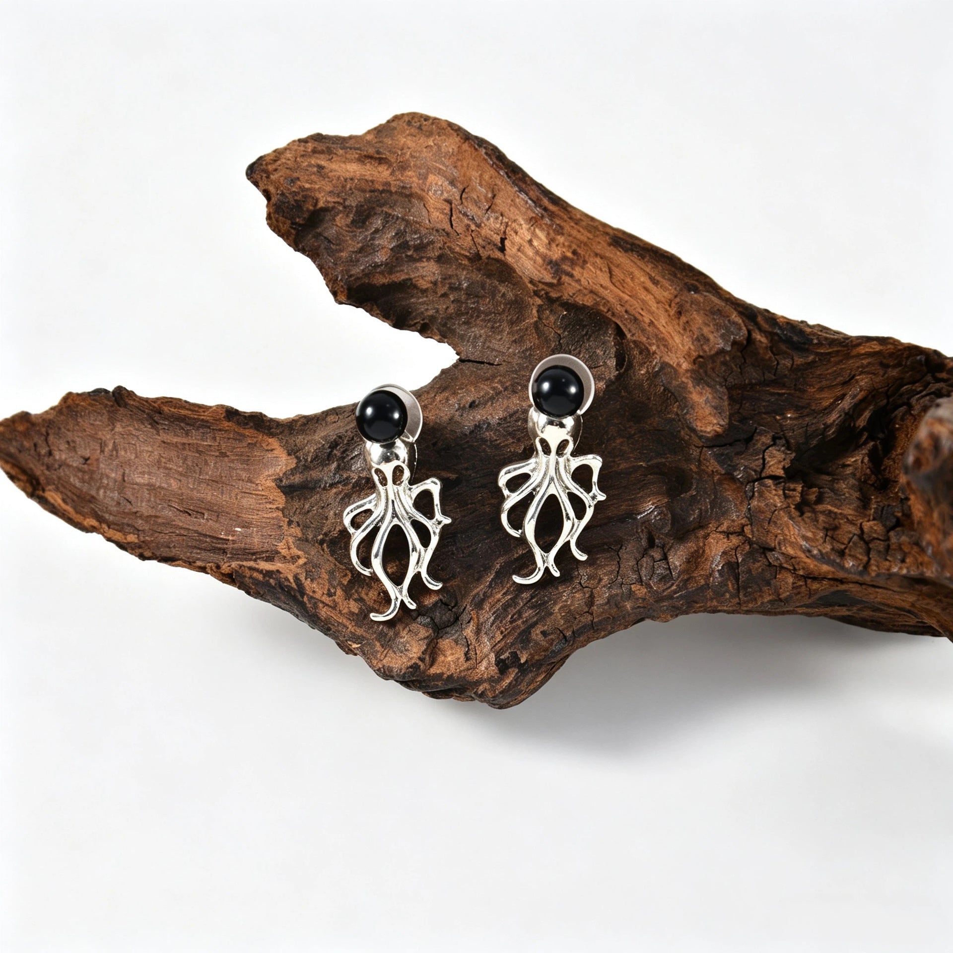 Wholesale Vintage Octopus Earrings For Women Zinc Alloy  Jewelry With Black Pearl Trendy Party Fashion Accessory