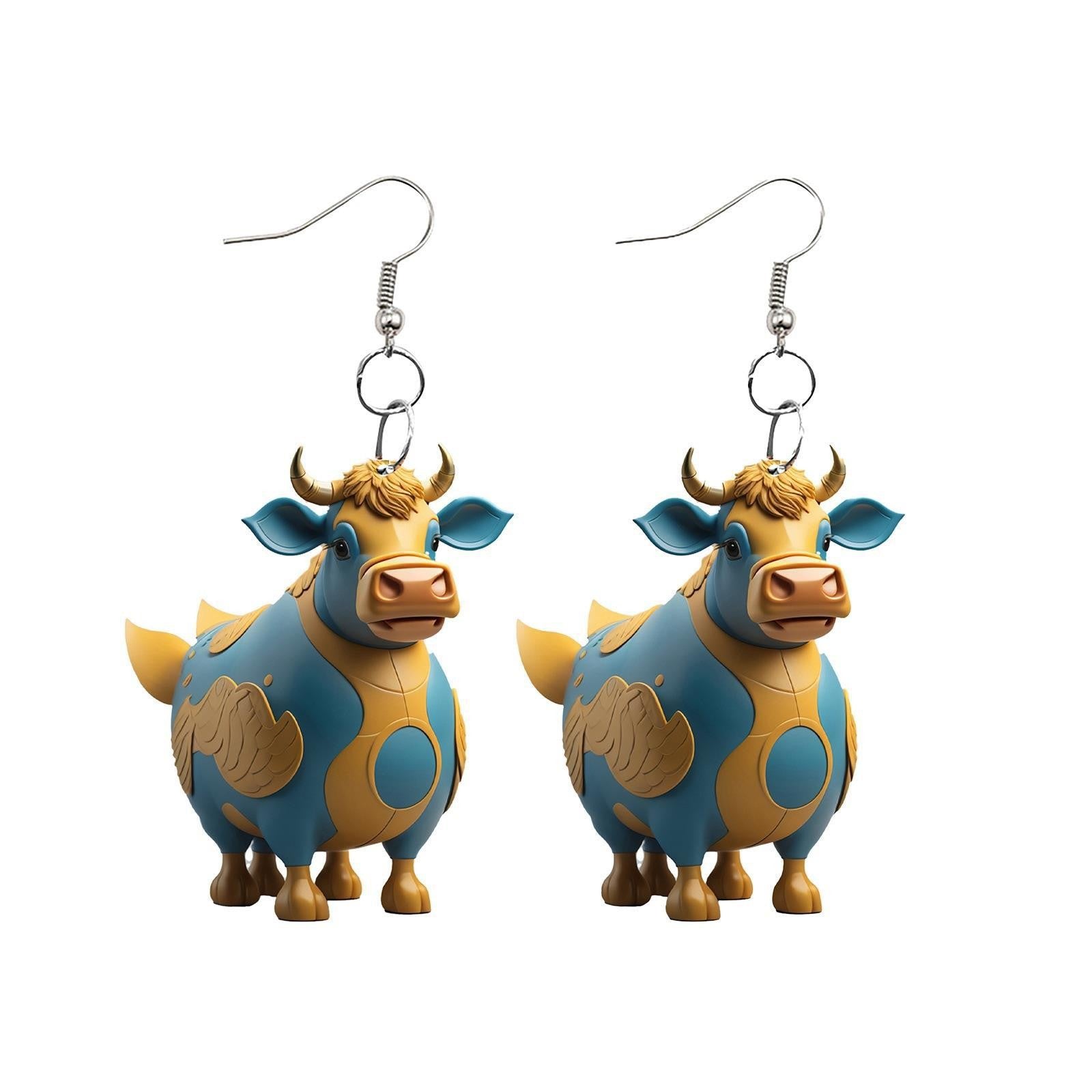 Wholesale Cartoon Colorful Cow Flat Acrylic Earrings ACC-ES-YuanJi002