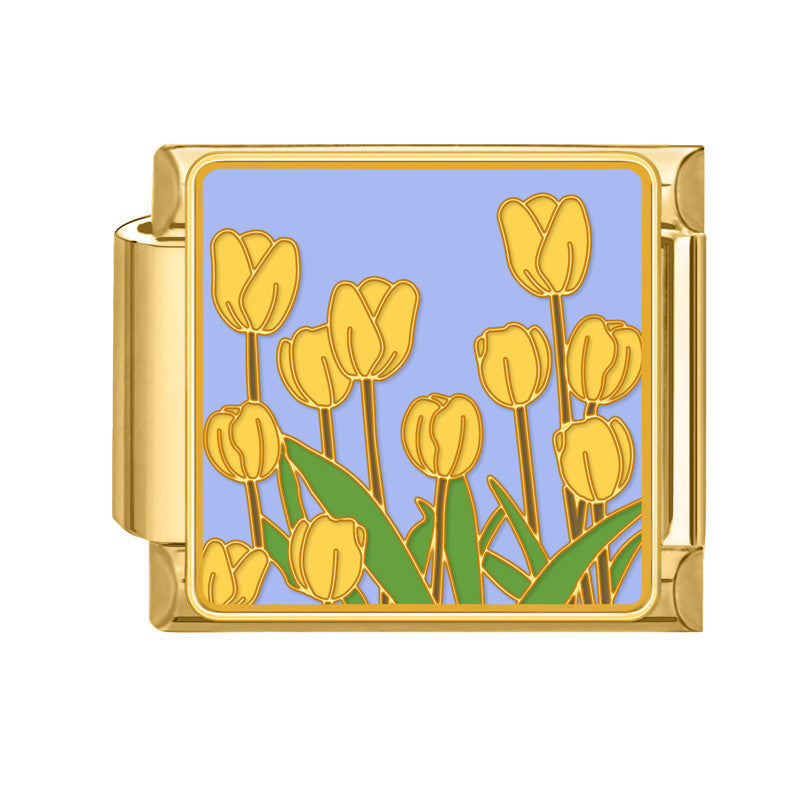 Wholesale 9mm Italian Charm Starter Bracelets DIY Flower Series Stainless Steel Composable Bracelet