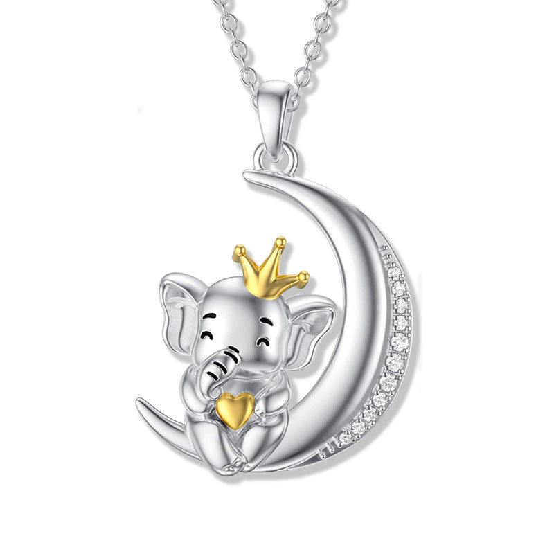 Wholesale  Moon Elephant Love Heart-shaped Pendant Jewelry