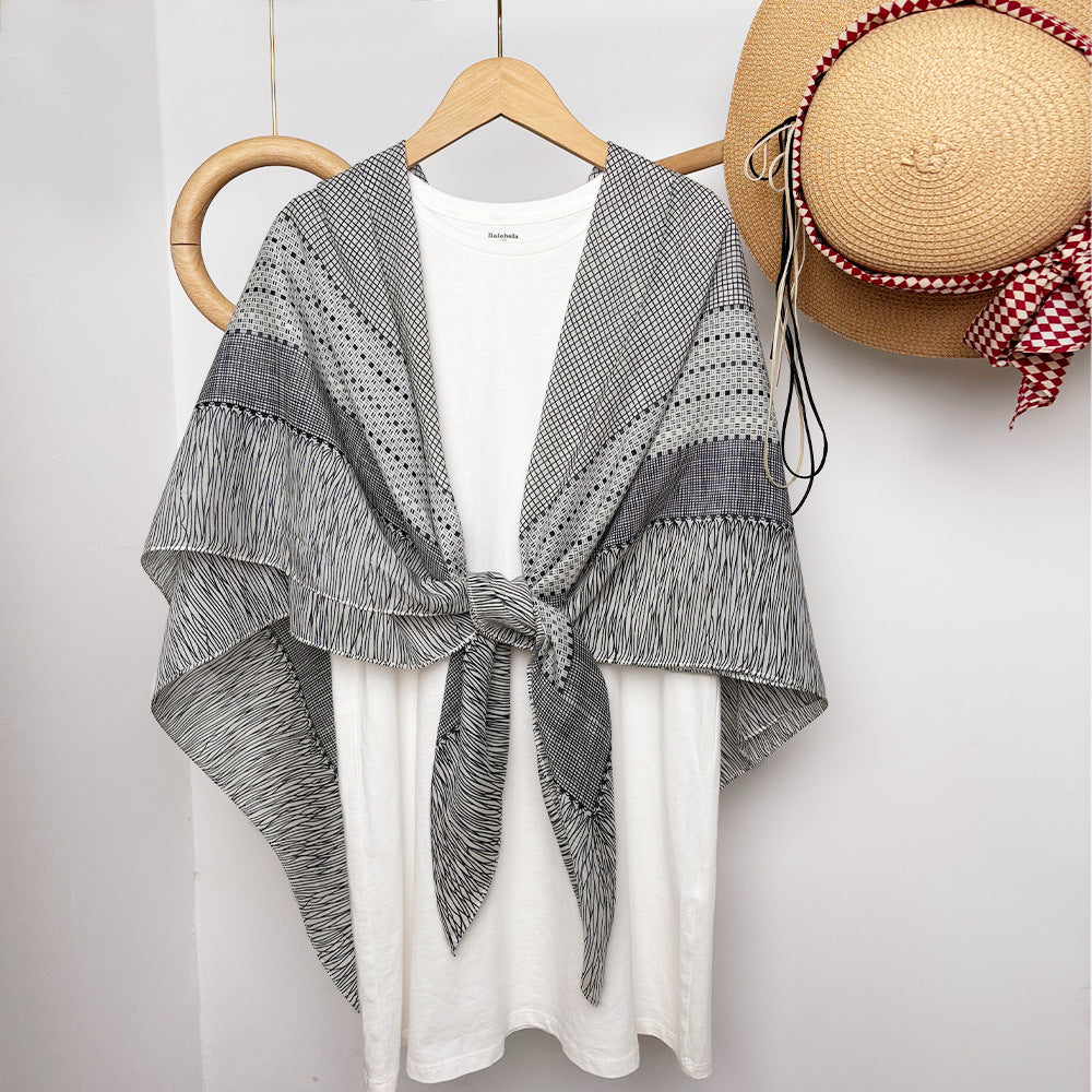 Wholesale Silk Cotton with Sun Protection 105cm Silk Scarf