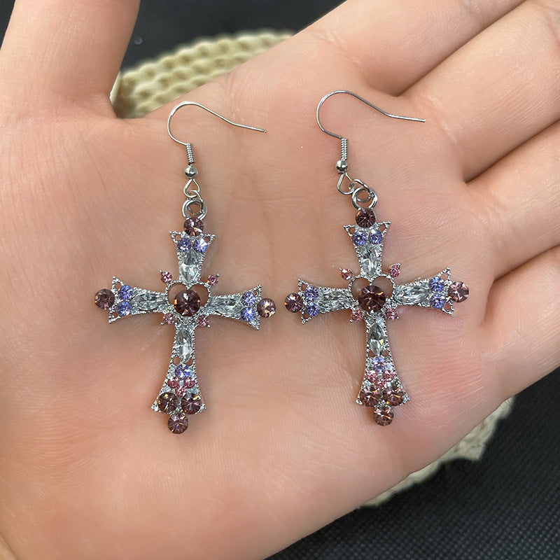 Wholesale Bohemian Style Crystal Diamond Colorful Cross Earrings ACC-ES-FuSu013