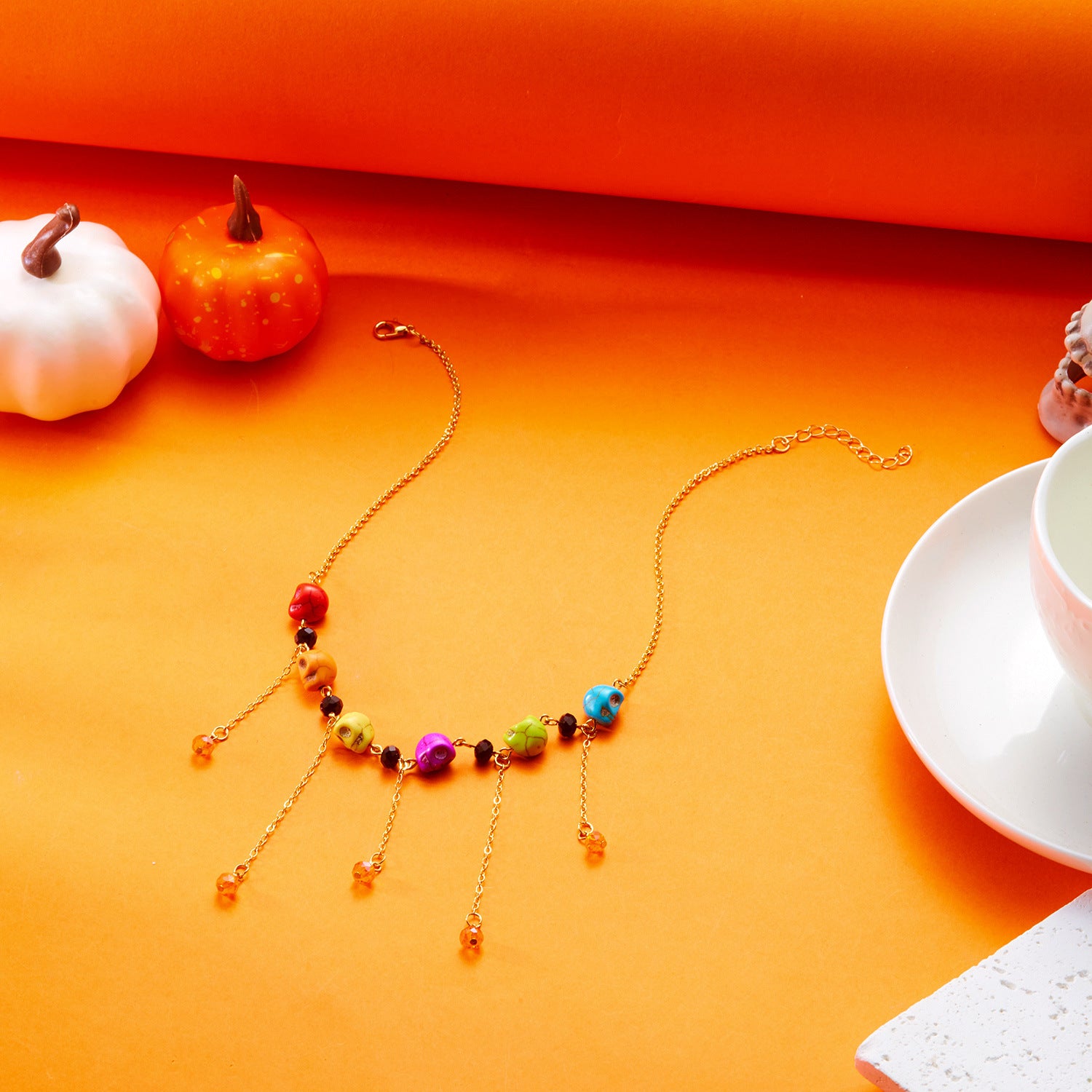 Wholesale Retro  Skull Tassel Necklace