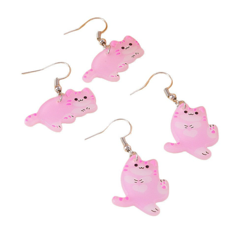 Wholesale Pink Animal Ear Hook Cat Earrings