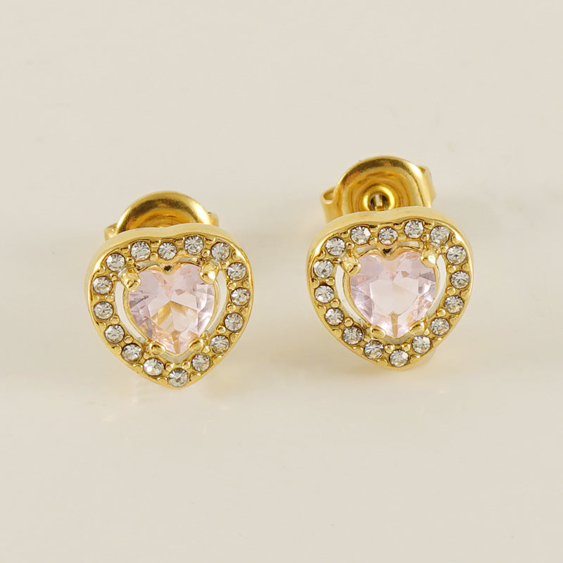 Wholesale Stainless Steel Love Zircon 18K Water Drop Sunflower Earrings ACC-ES-Zhongy002