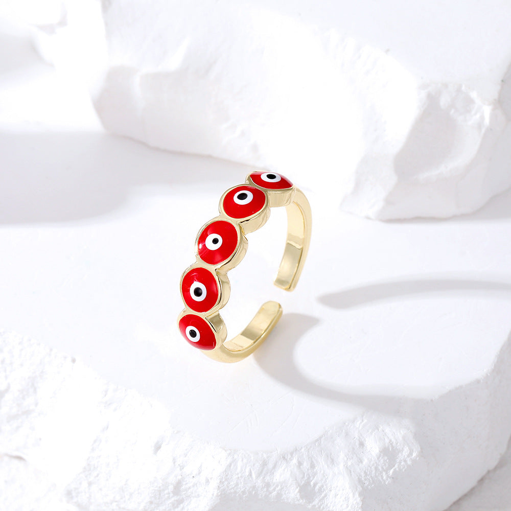 Wholesale Alloy Plated Evil Eye Open Ring Geometric Retro Design Fashion Jewelry Accessory For Everyday Wear