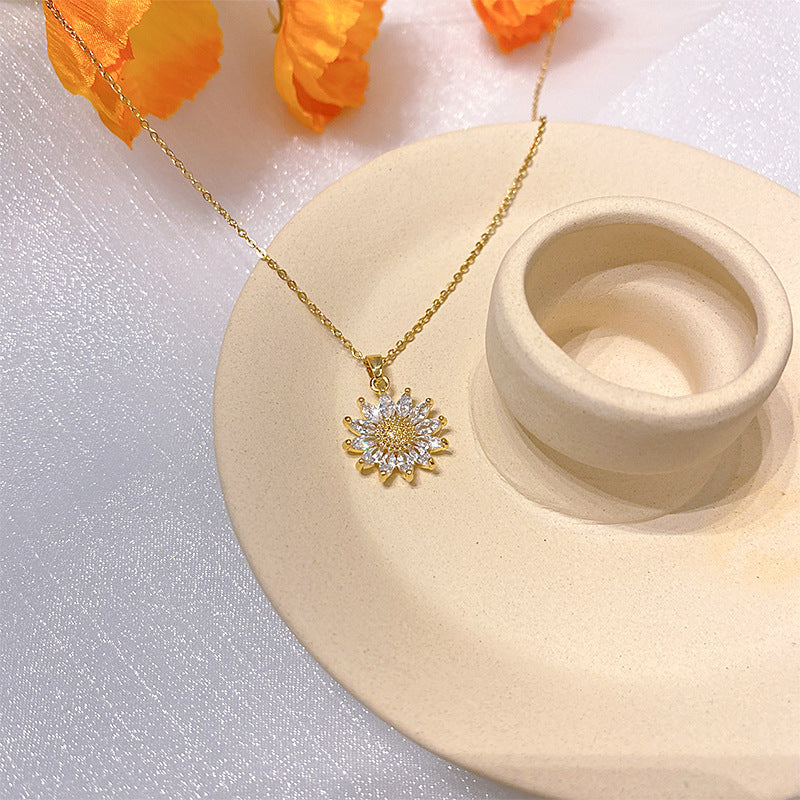 Wholesale Electroplated Titanium Steel Necklace Micro-embedded Clavicle Chain Choker Necklace ACC-NE-Xiyue003