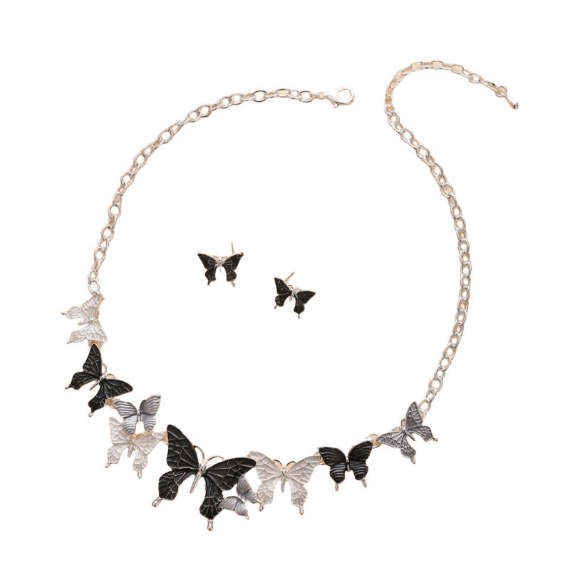 Wholesale Forest Style Butterfly Alloy Necklace and Earrings Set ACC-NE-JunJie003