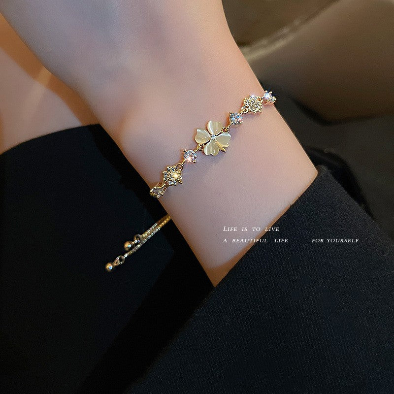 Wholesale Opal Pearl Flower Love Bracelet Adjustable Bracelet Heart Bracelets ACC-BT-Weim001