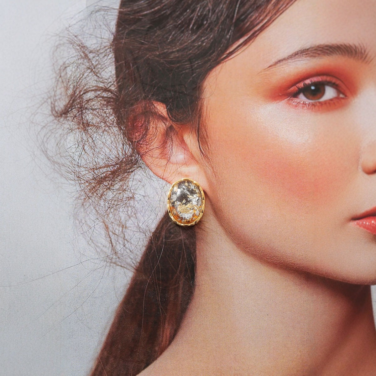 Wholesale  oil painting earrings silver needles gorgeous retro ear jewelry