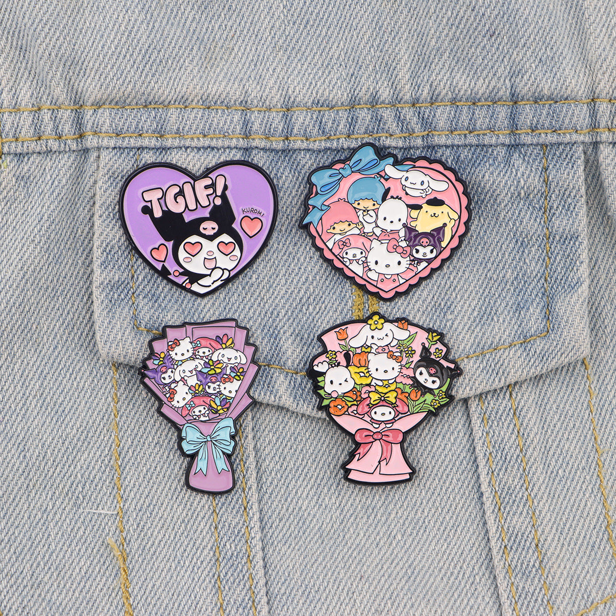 Wholesale Cartoon heart bouquet cat brooch