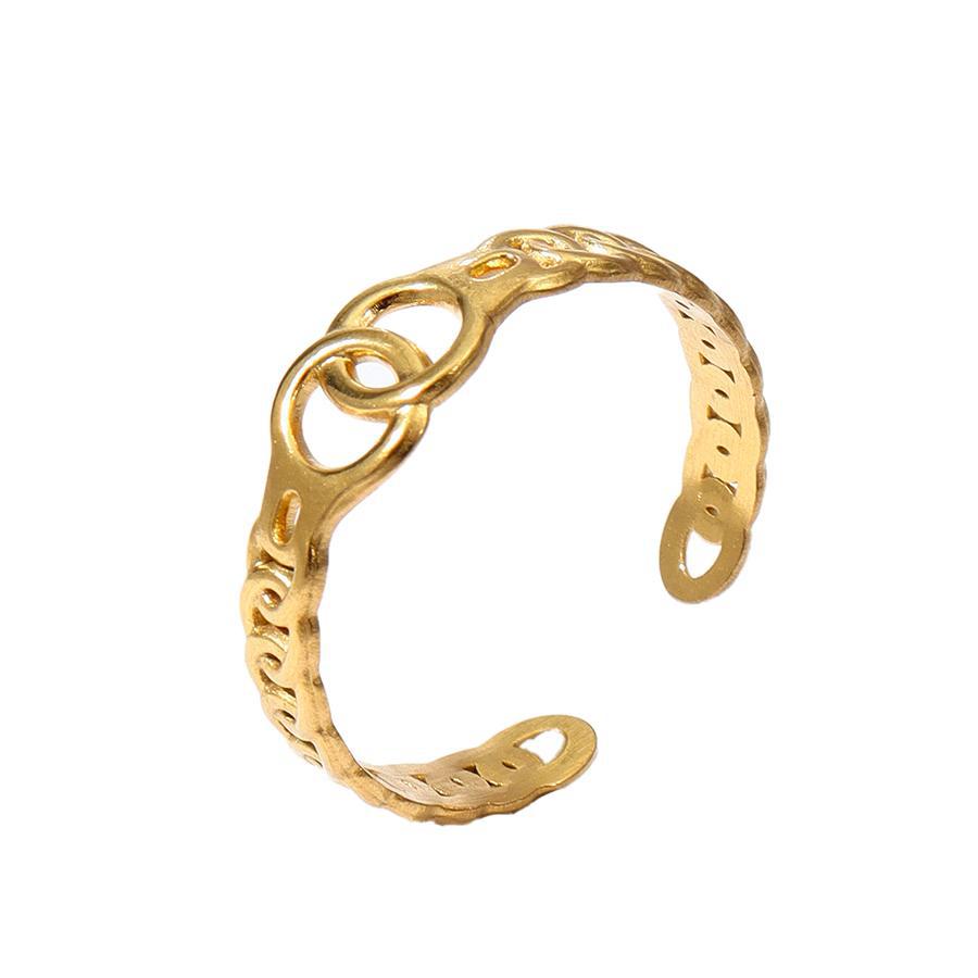 Wholesale Leaf Love Stainless Steel Ring 18k Gold Plated Rings ACC-RS-MuC005