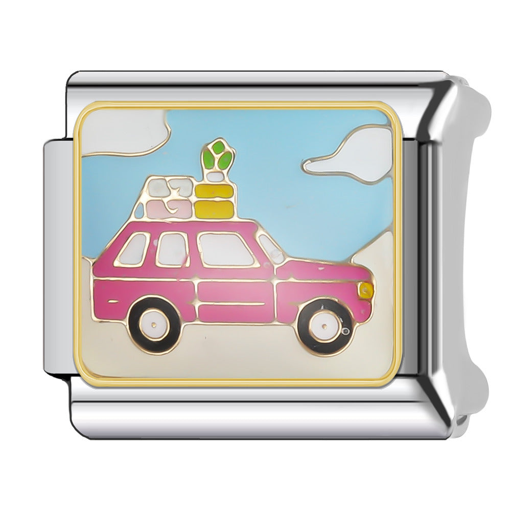 Wholesale Italian Charm Bracelet 9mm DIY Splicing Holiday Scenery Stainless Steel Composable Bracelet