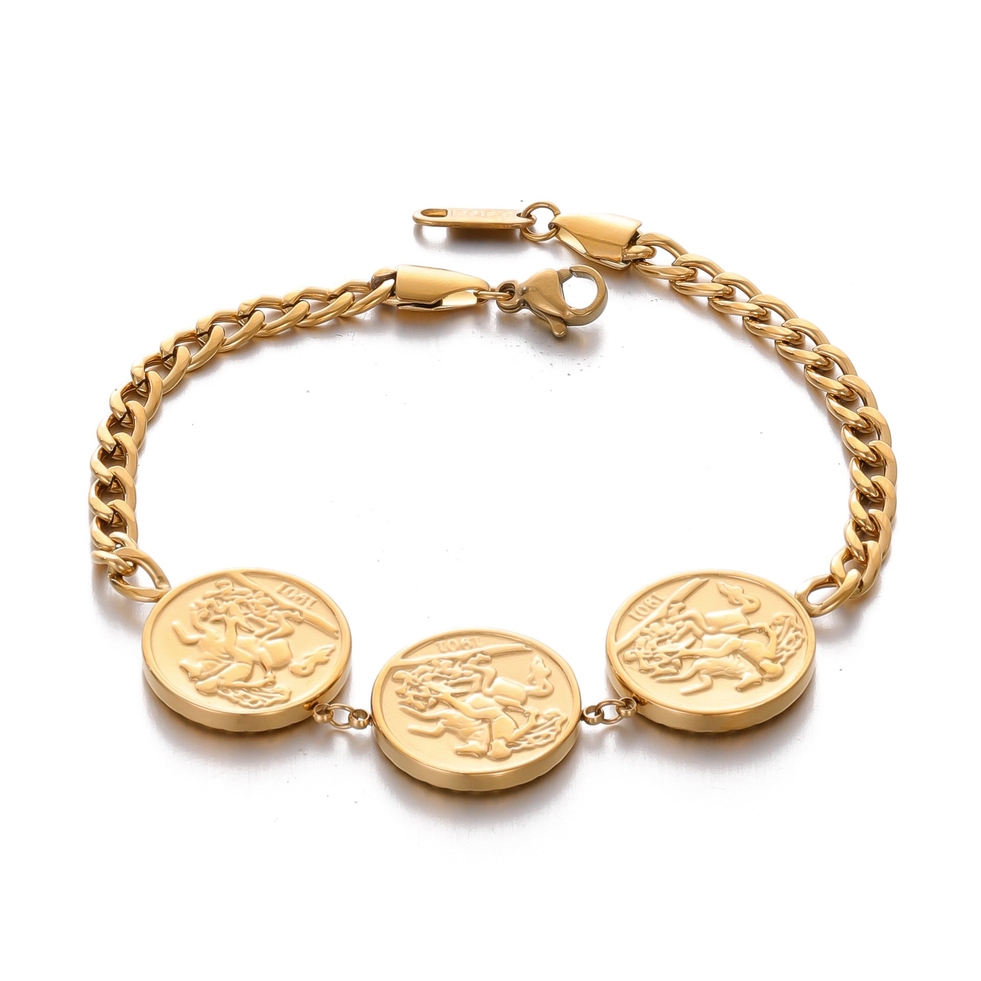 Wholesale Stainless Steel  Gold Coin Bracelet