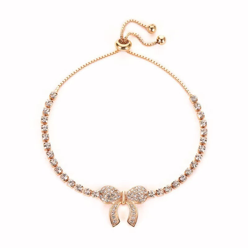 Wholesale Electroplated Alloy Bow Bracelet,  Adjustable,  Trendy Women' s Jewelry Gift