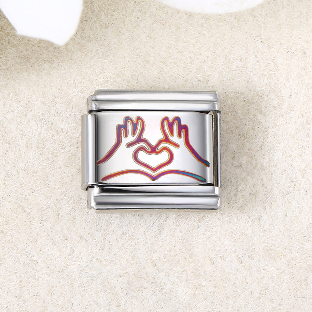 Wholesale  Italian Charm Bracelet 9mm DIY UV laser Creative Stainless Steel Composable Bracelet