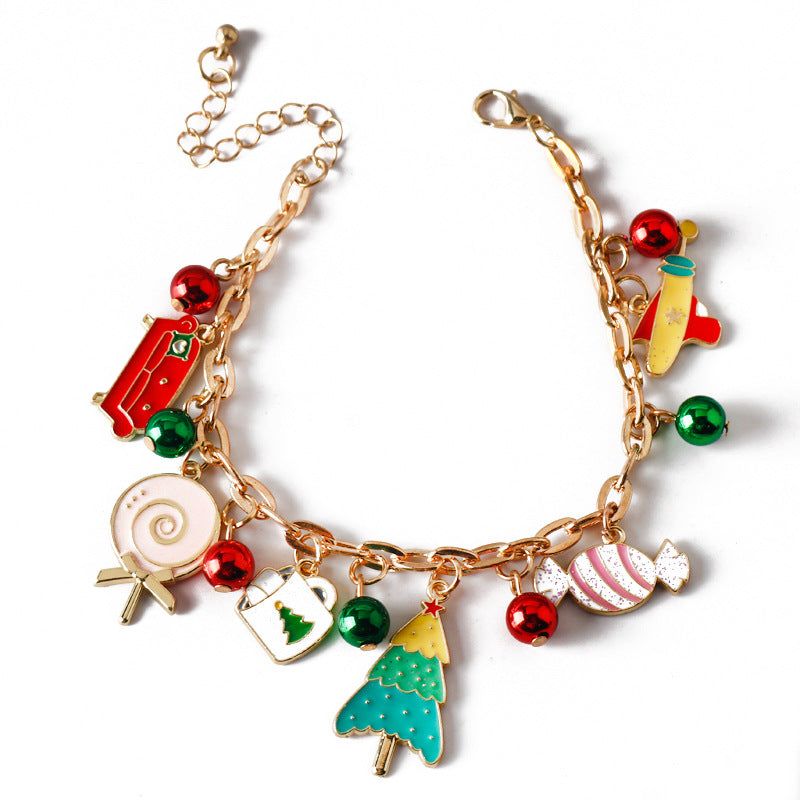 Wholesale Christmas Alloy Oil Drop Christmas Tree Candy Bracelet ACC-BT-HX005