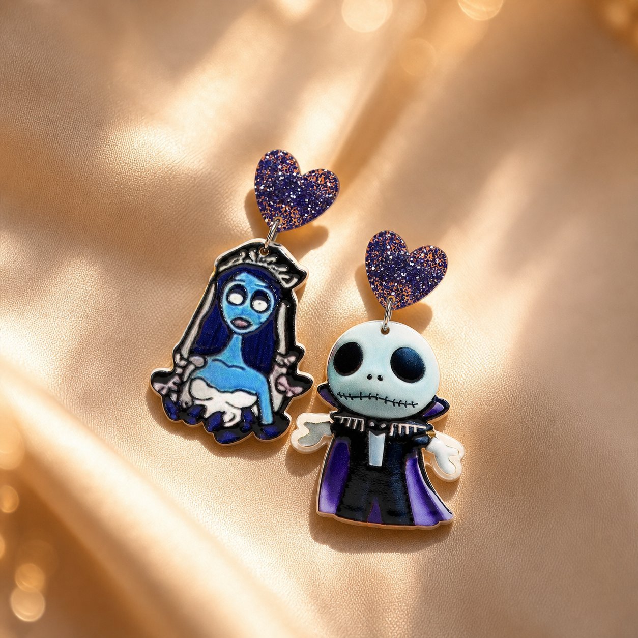 Wholesale  Spooky Ghost Earrings Asymmetric Alloy Rhinestone Jewelry Accessory for Resale
