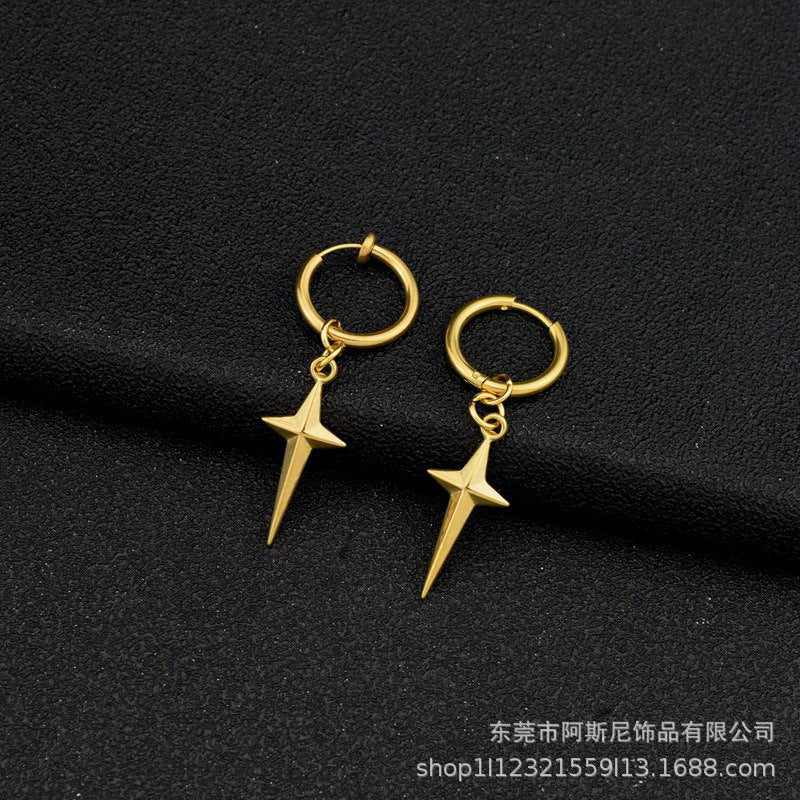 Wholesale  stainless steel ear ring ear clip four mans star pendant all-match earrings