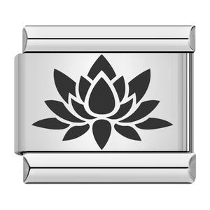 Wholesale Lily Floral Laser Engraved Stainless Steel Italian Charm Bracelet - DIY Jewelry Gift