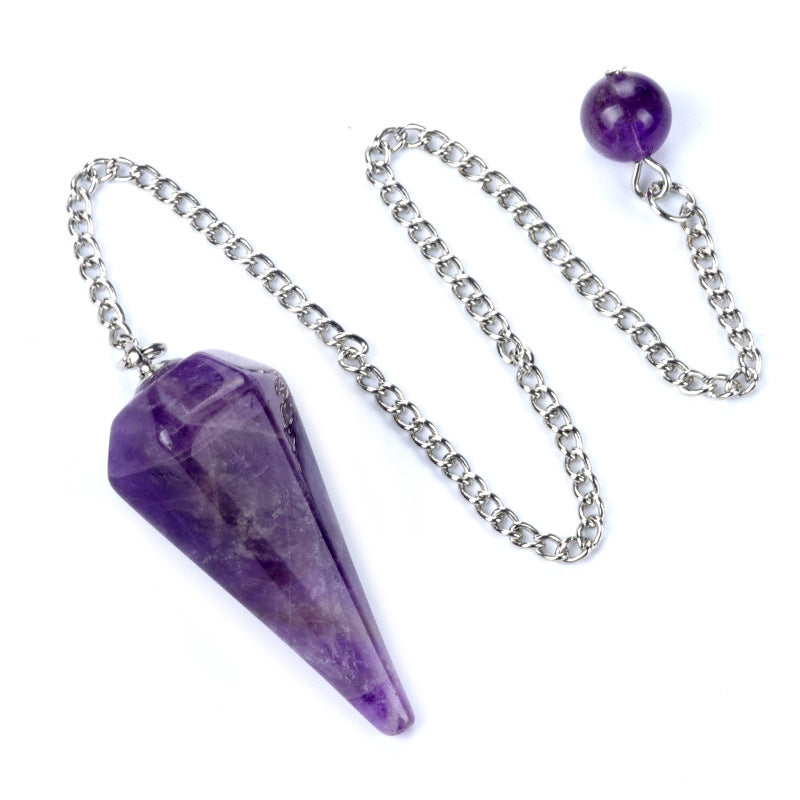 Wholesale 38mm swing natural crystal stone swing polished hexagonal column pendant