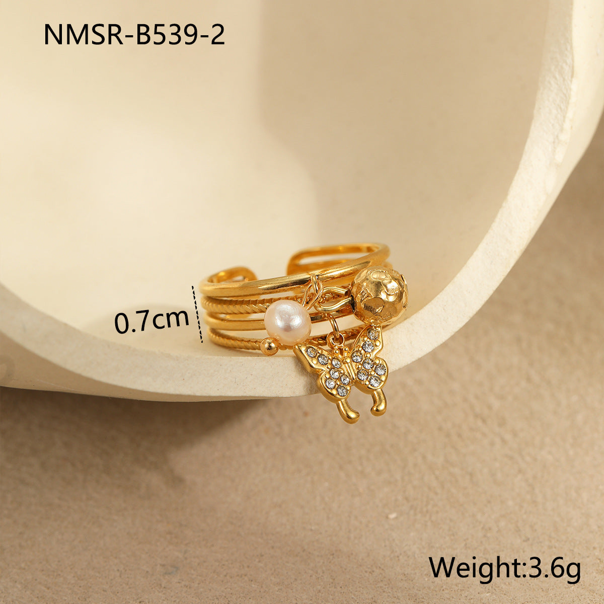 Wholesale  Luxury Inlaid Zircon Natural Stone Stainless Steel Ring