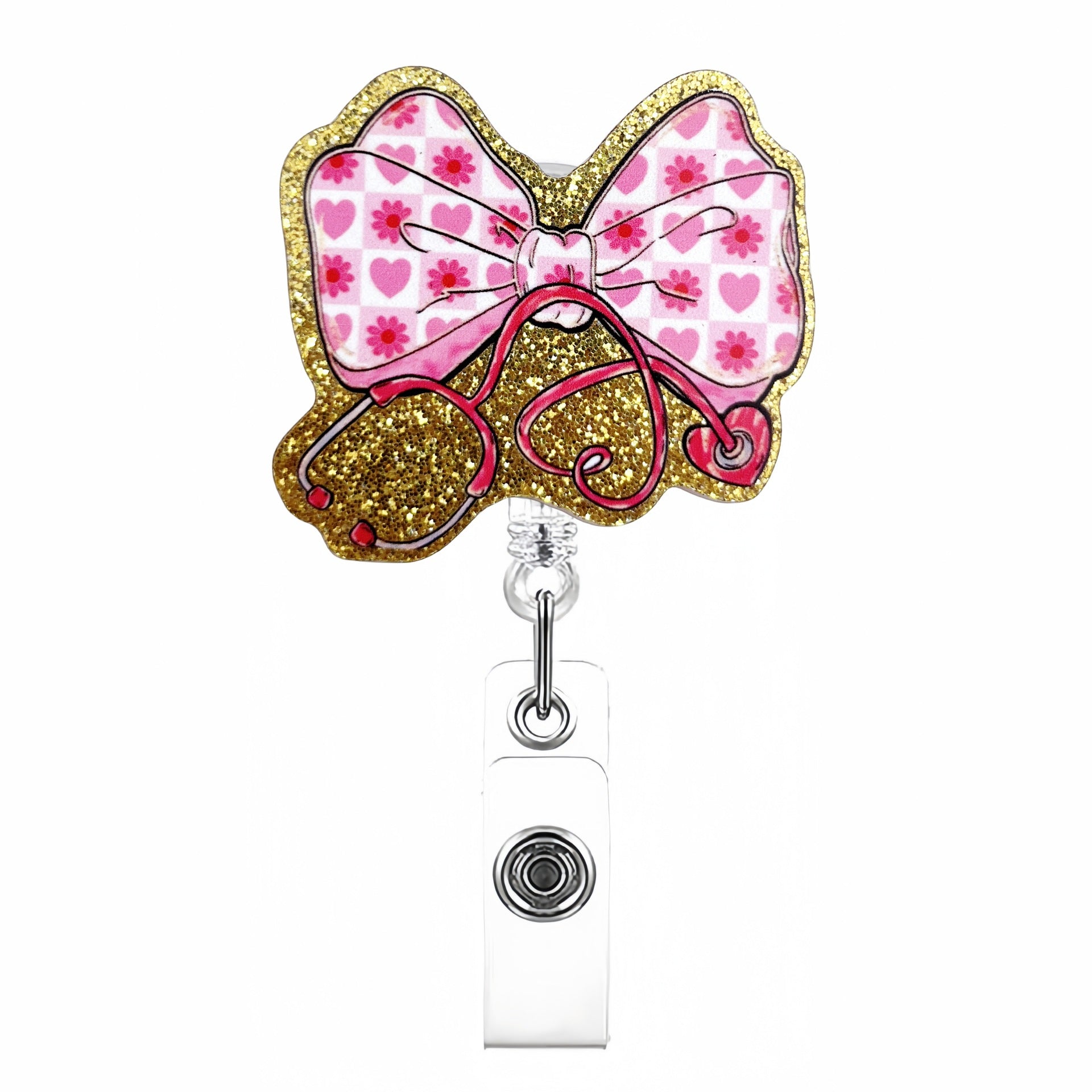 Wholesale Acrylic Creative Bow Badge Reels Keychains