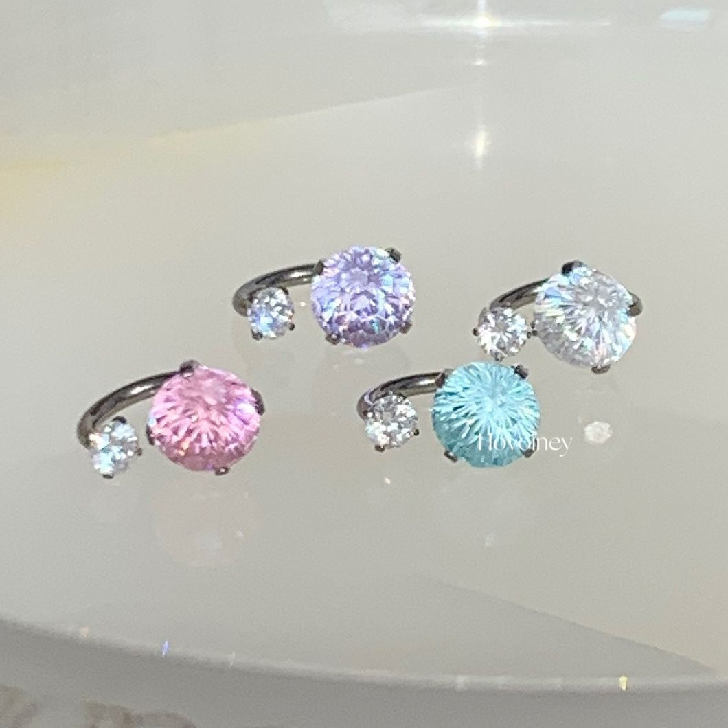 Wholesale Titanium Fireworks Zircon Horseshoe Ear Bone Earrings