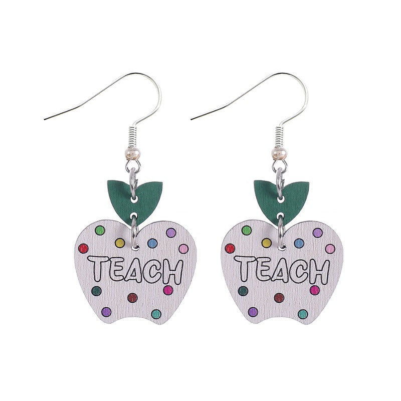 Wholesale  Border Letter Apple Earrings