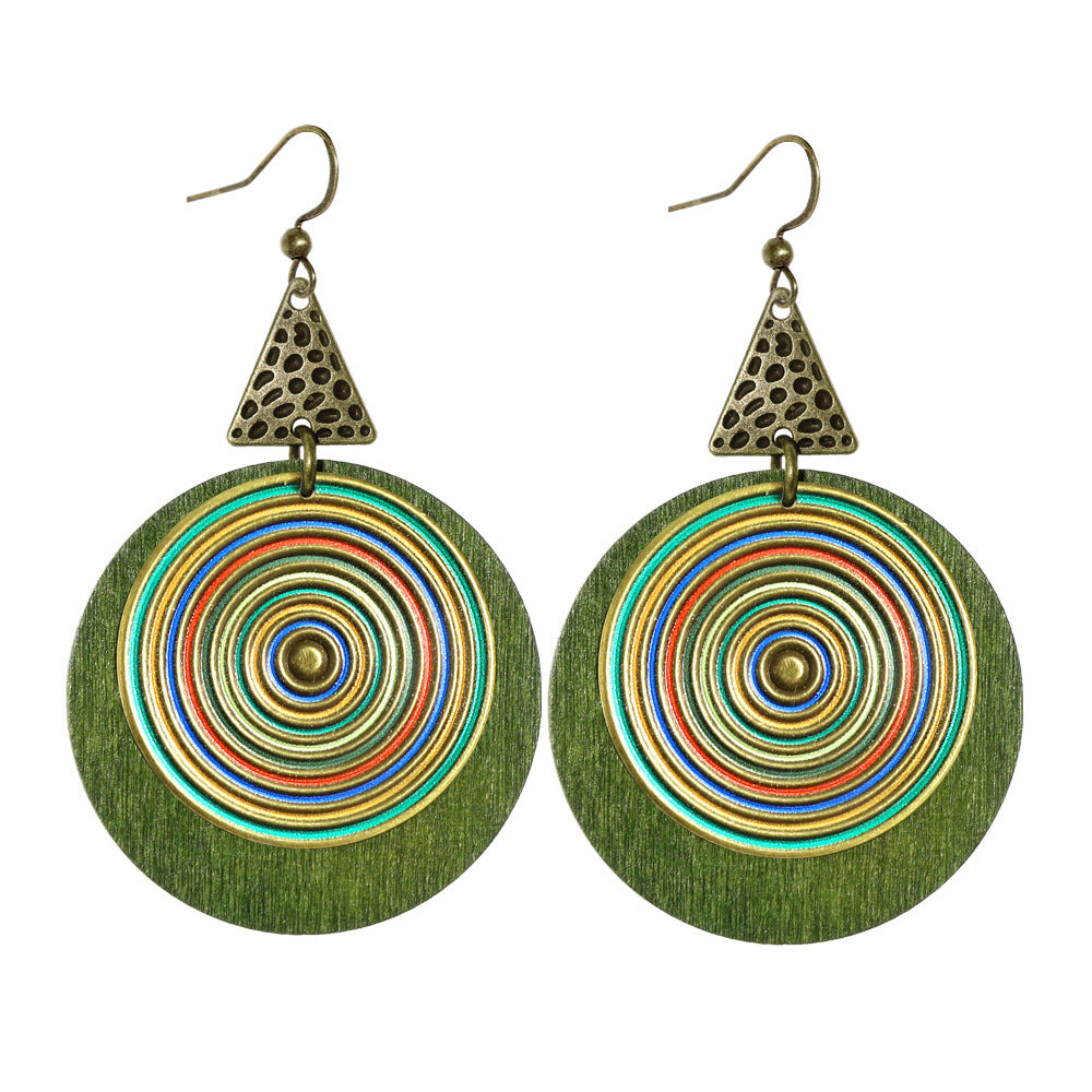Wholesale Bohemian Tree of Life Tassel Earrings Green Fashion Jewelry Accessory Gift
