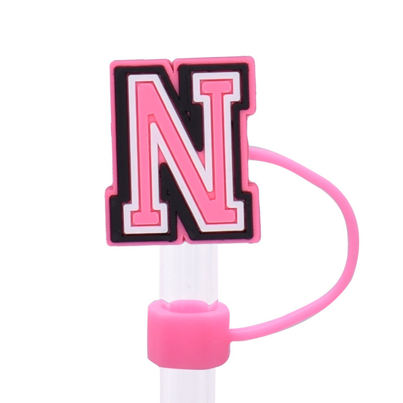 Wholesale Random 100pcs Pink letter cartoon Straw Cover Straw Tube Cap