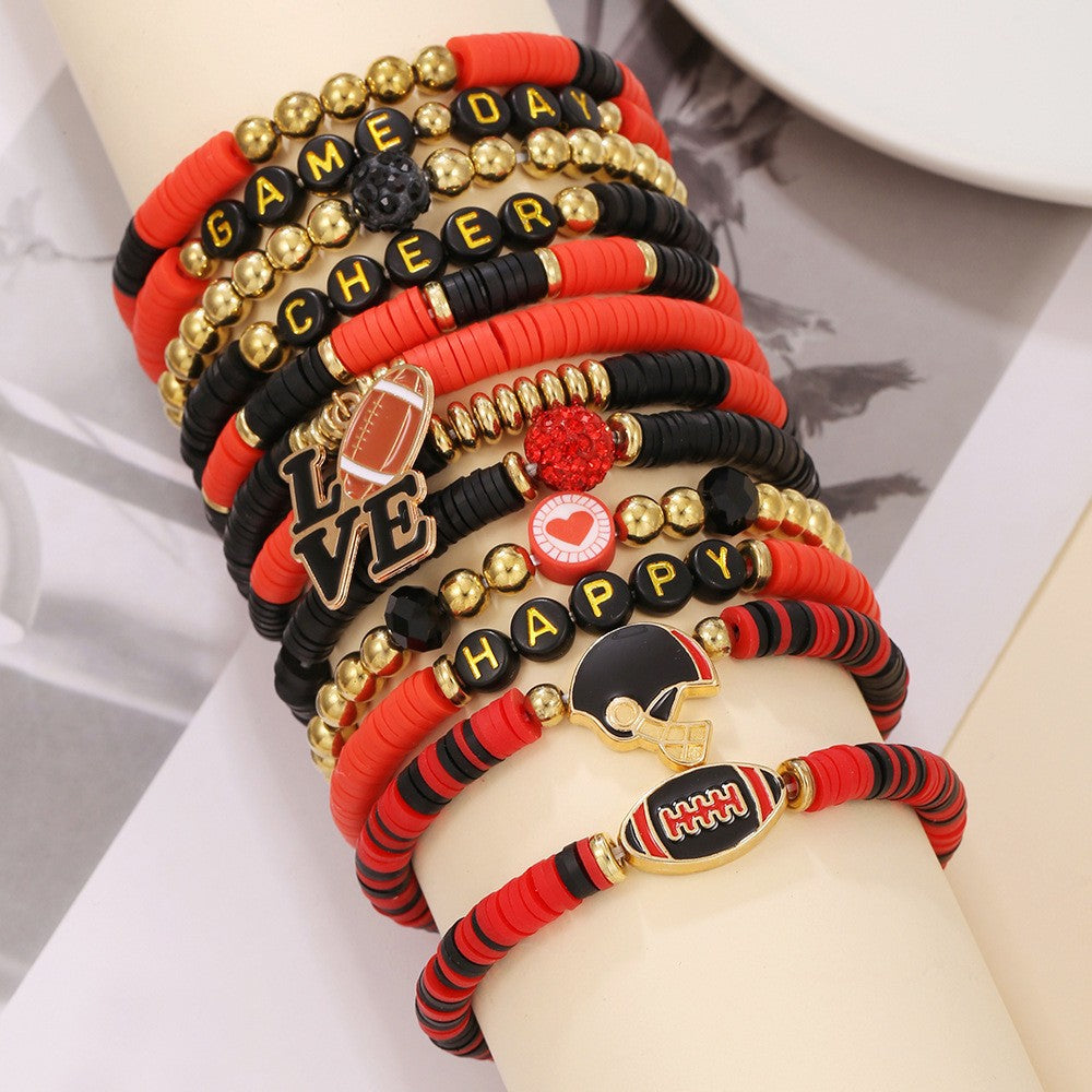 Wholesale rugby bracelet set  sporty and unique letter bracelet