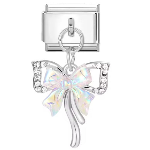 Wholesale 2PCS 9mm Italian Charm Starter Bracelets DIY Flower Bow Pendant Stainless Steel Composable Bracelet