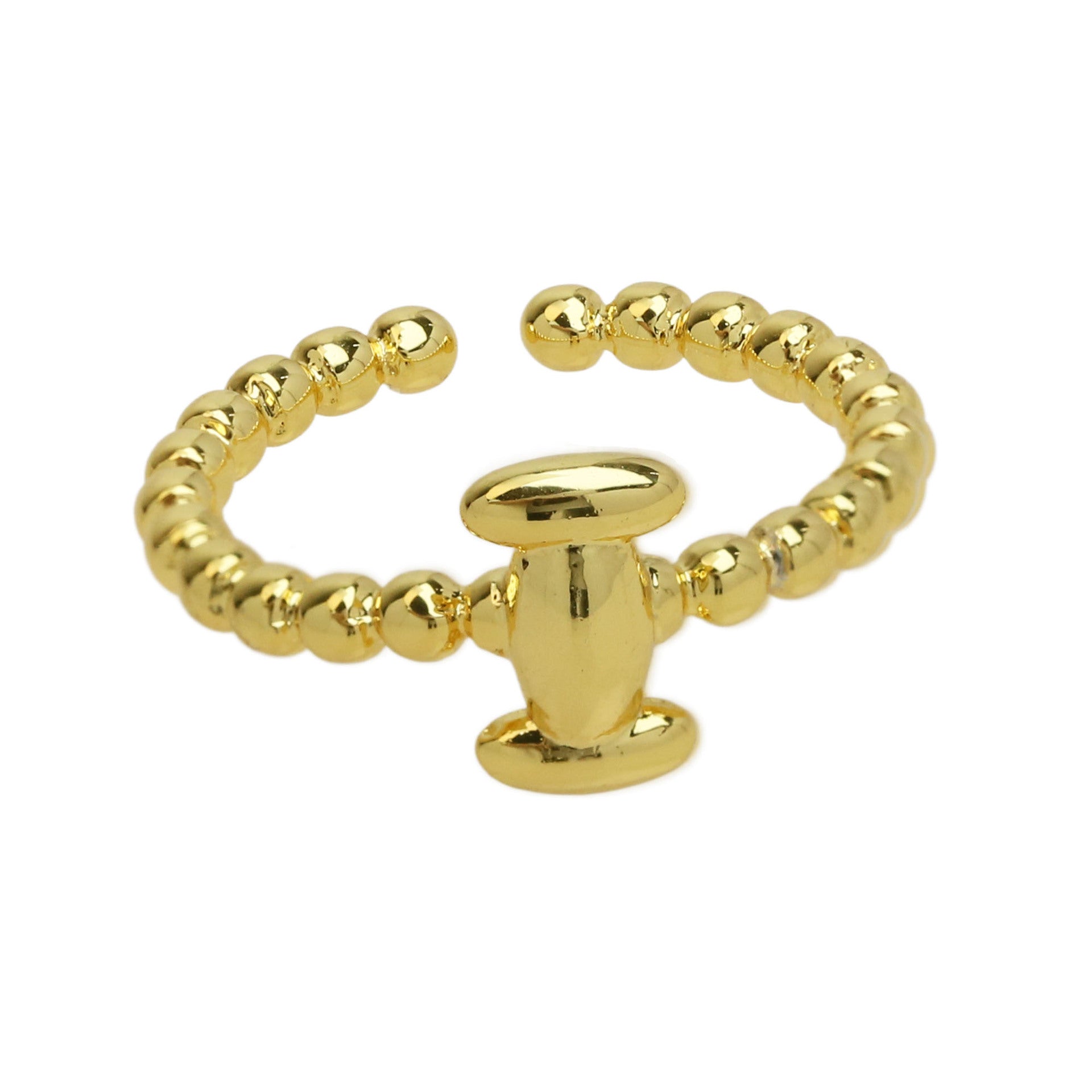 Wholesale  18k Golden Glaze Brass Bubble Balloon Letter  26 Ring