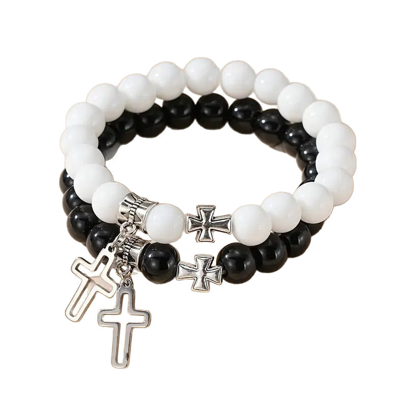 Wholesale European American Couple Design Acrylic Electroplated Cross Bracelet,  Fashion Jewelry Accessory for Resale
