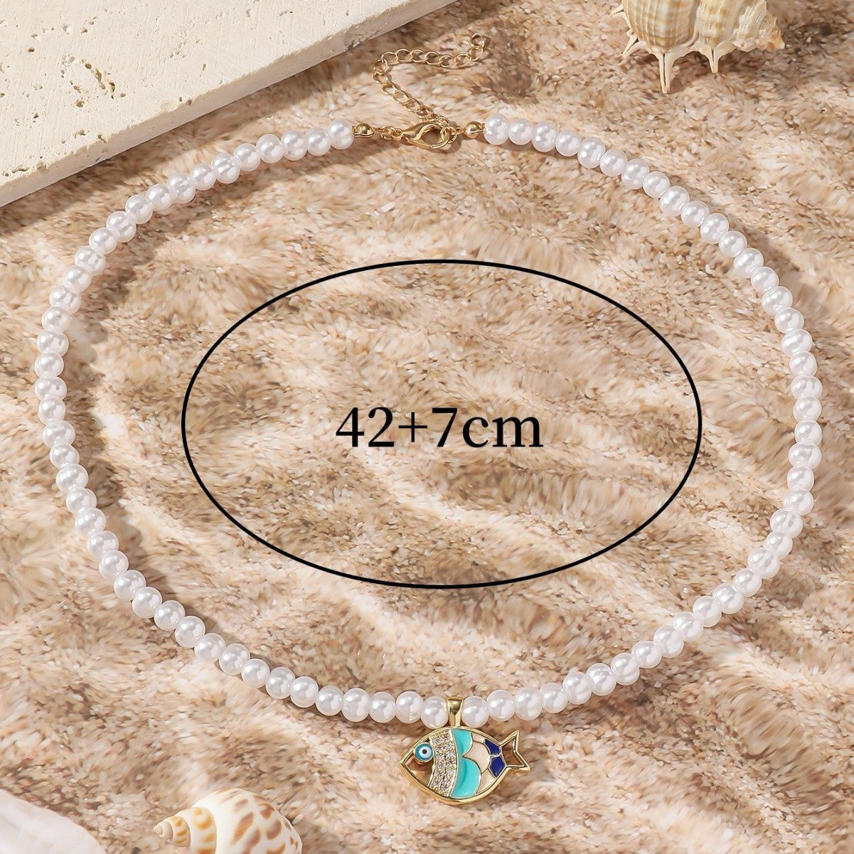 Wholesale Plastic Pearl Enamel Fish Necklace